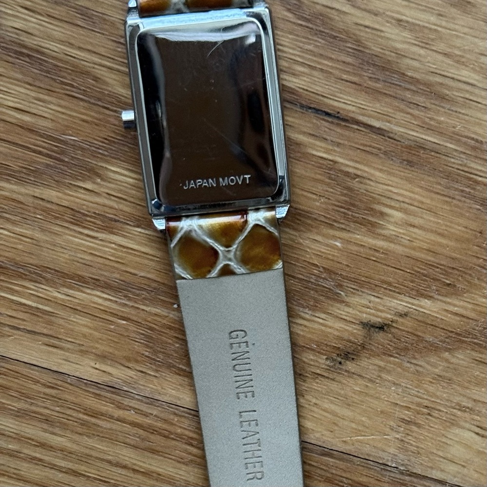 Pedre Rectangular Leather Strap Watch Silver Quar… - image 5